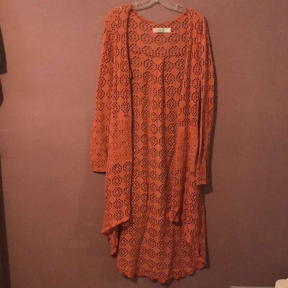Free People Mesh High-Low cardigan